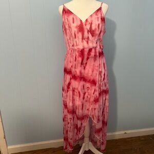 Chic Pink Tie-Dye High Low Dress